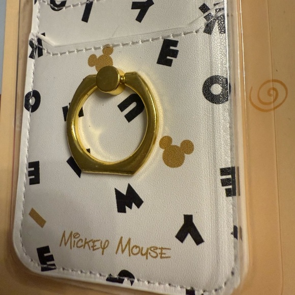 Disney Mickey Mouse White Phone Card Holder with Gold Ring - Picture 6 of 8